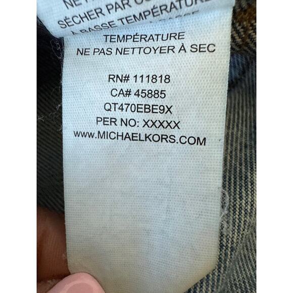 Michael Kors Womens Denim Gold Button Front Midi Skirt Size 8 - Picture 8 of 9